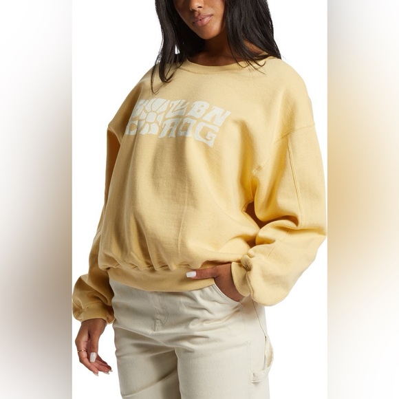 Billabong Yellow/White Twisties Kendall Graphic Cotton Blend Crewneck Sweatshirt - Picture 3 of 11